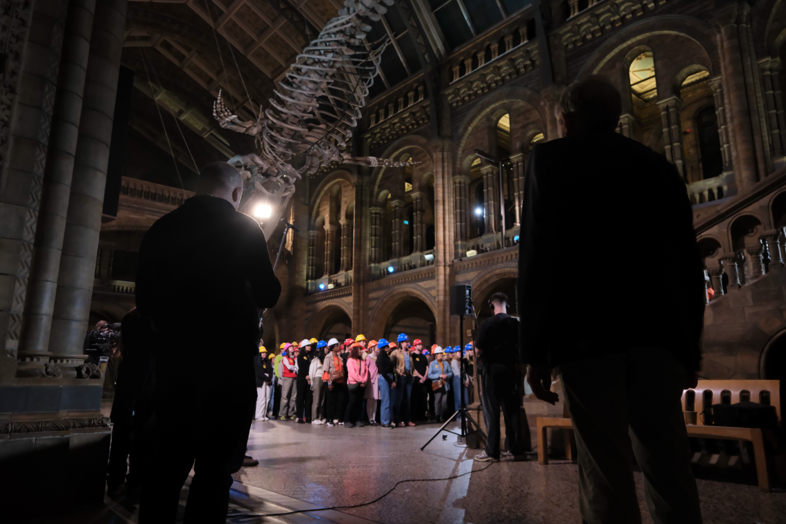 Behind the scenes at the filming of "100 Perceptions: Raw Materials" at the Natural History Museum London